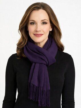 Love Quotes Purple Fringed Shawl Scarf Wrap Cozy Fall Gift Party Preppy Winter